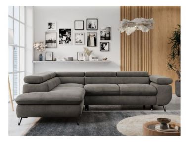 Narożnik PETER L - strona lewa - ciemnoszary, welwet