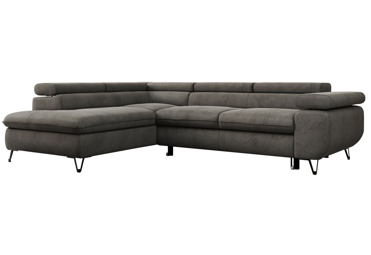 Narożnik PETER L - strona lewa - ciemnoszary, welwet