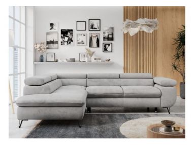 Narożnik PETER L - strona lewa - jasnoszary, welwet