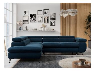 Narożnik PETER L - strona lewa - ciemnoniebieski, welwet