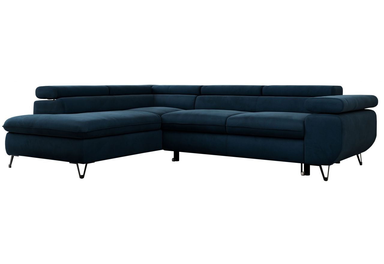 Narożnik PETER L - strona lewa - ciemnoniebieski, welwet