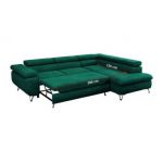 Narożnik PETER L - strona lewa - ciemnozielony, welwet