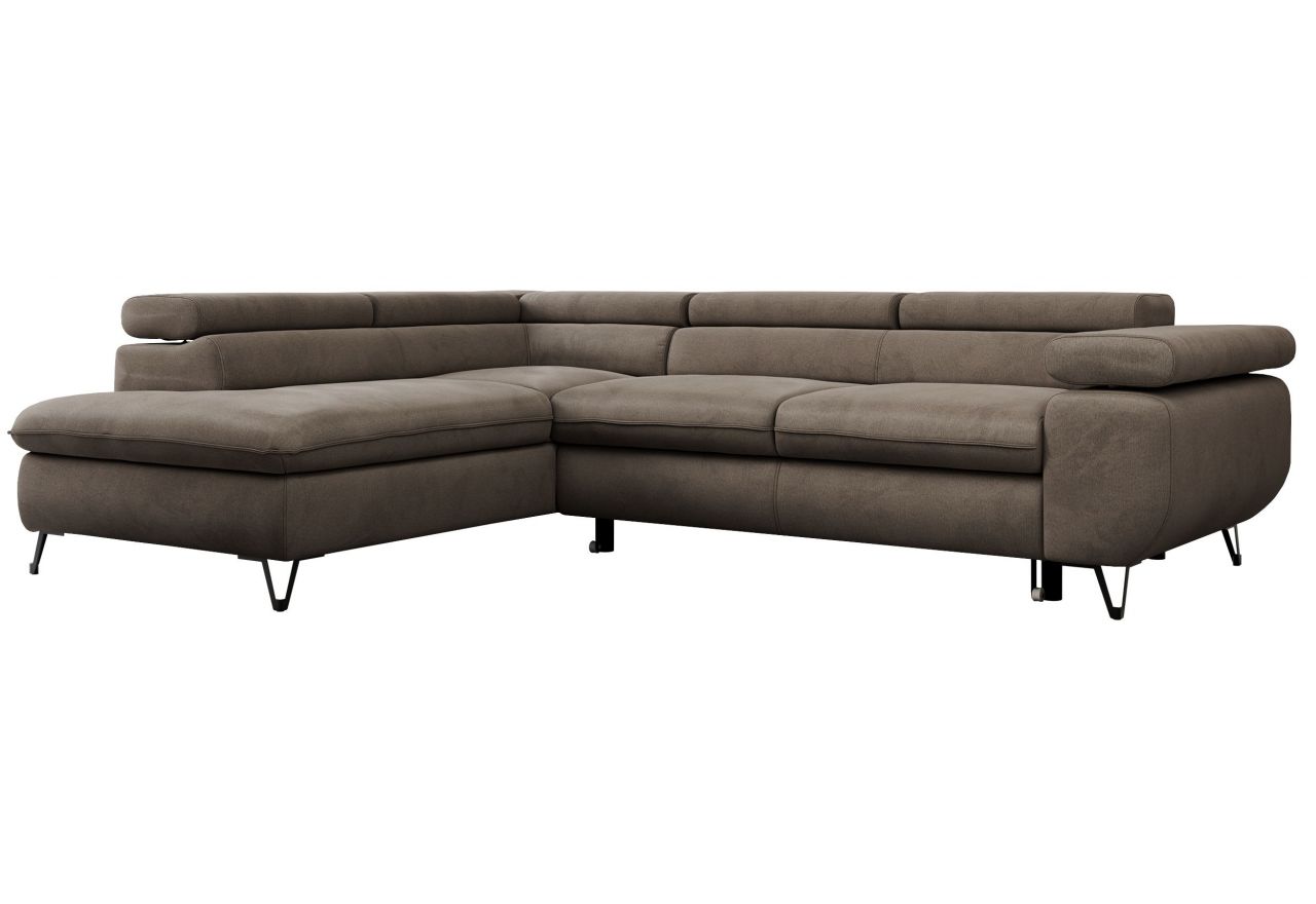 Narożnik PETER L - strona lewa - brązowy, welwet