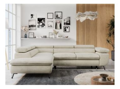 Narożnik PETER L - strona lewa - beżowy, welwet