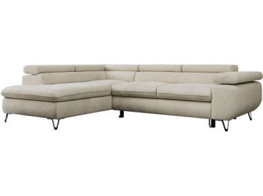 Narożnik PETER L - strona lewa - beżowy, welwet