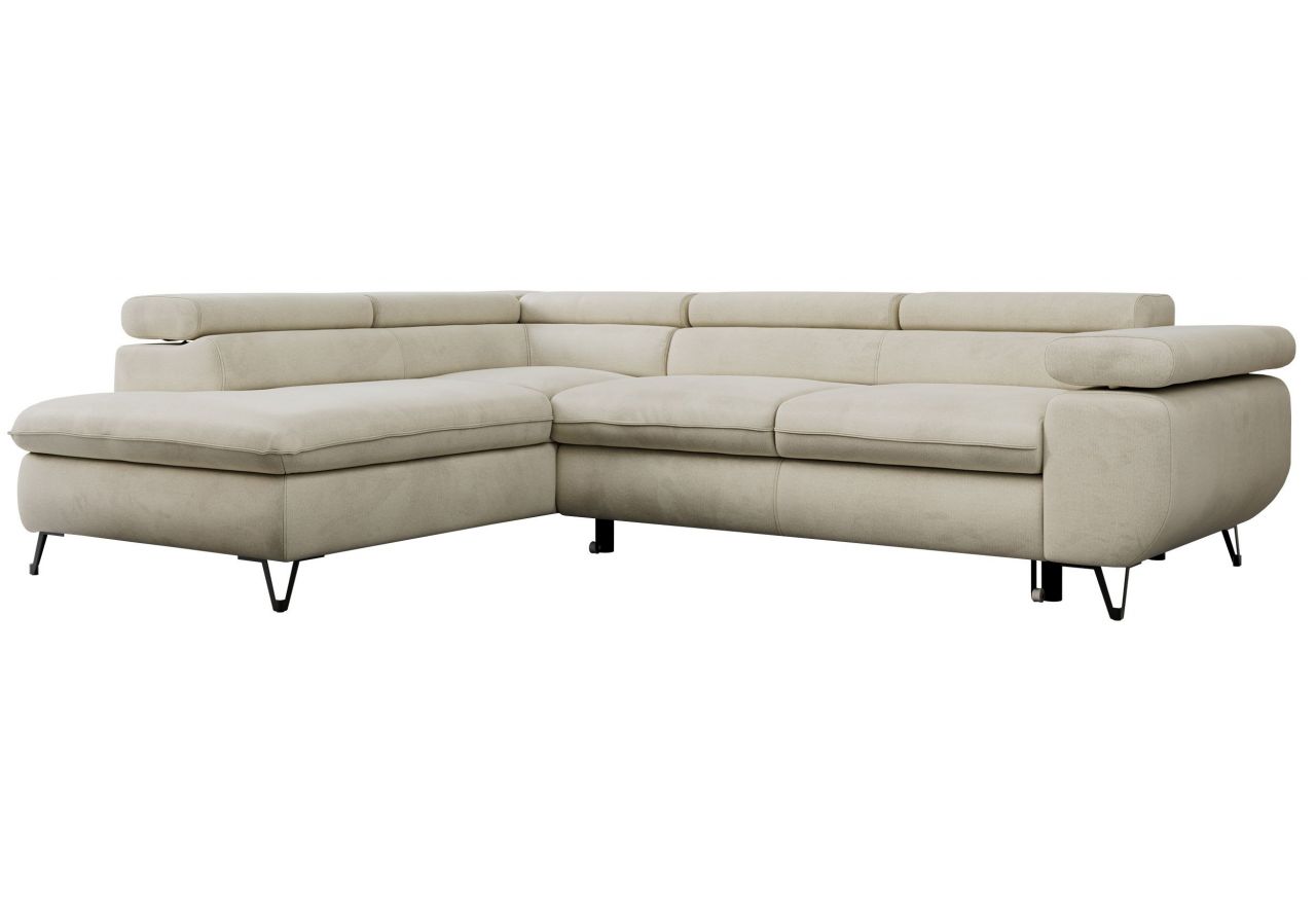 Narożnik PETER L - strona lewa - beżowy, welwet