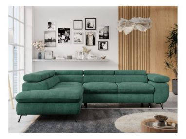 Narożnik PETER L - strona lewa - ciemnozielony, struktura