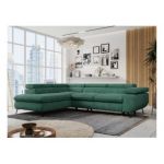 Narożnik PETER L - strona lewa - ciemnozielony, struktura