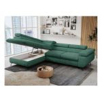 Narożnik PETER L - strona lewa - ciemnozielony, struktura