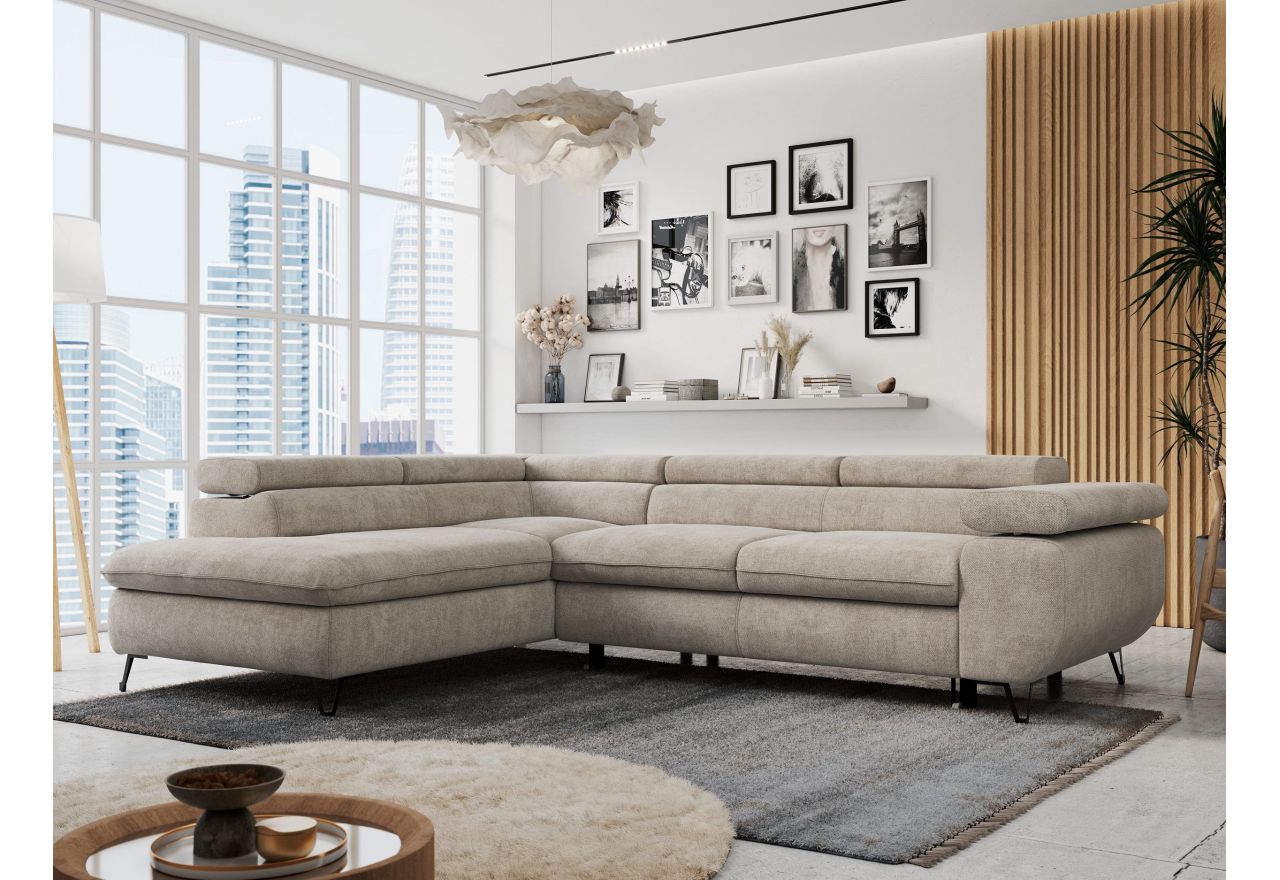 Narożnik PETER L - strona lewa - beżowy, struktura