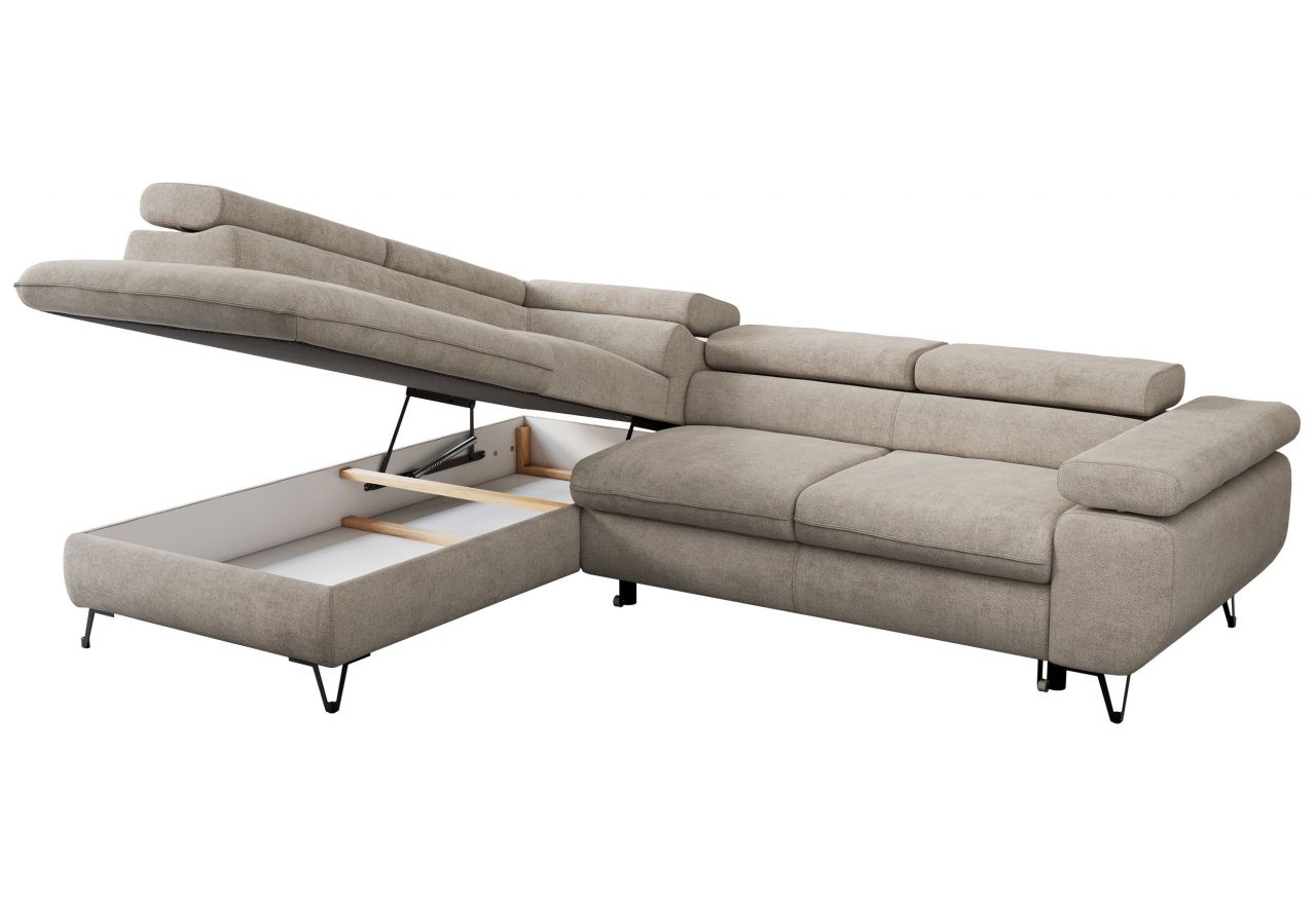 Narożnik PETER L - strona lewa - beżowy, struktura