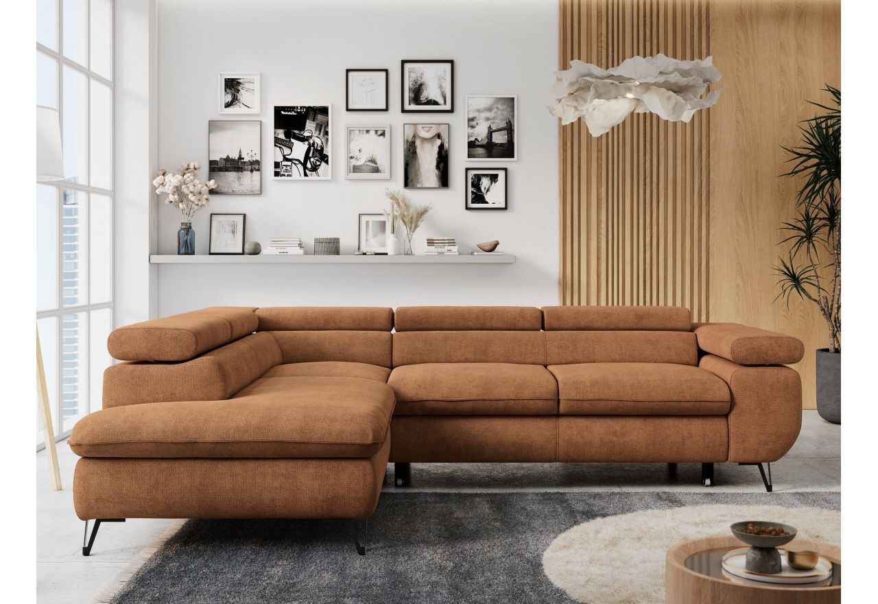 Narożnik PETER L - strona lewa - pomarańczowy, struktura