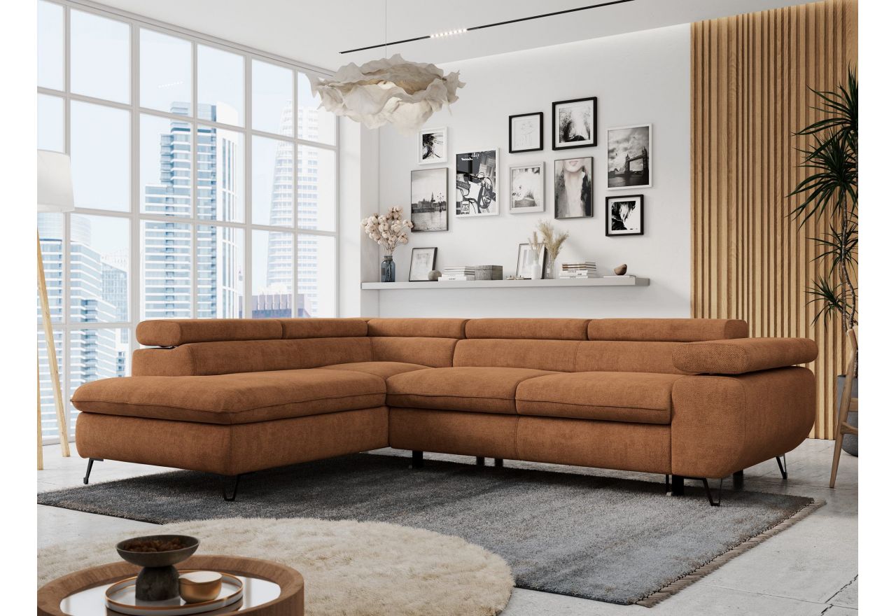 Narożnik PETER L - strona lewa - pomarańczowy, struktura