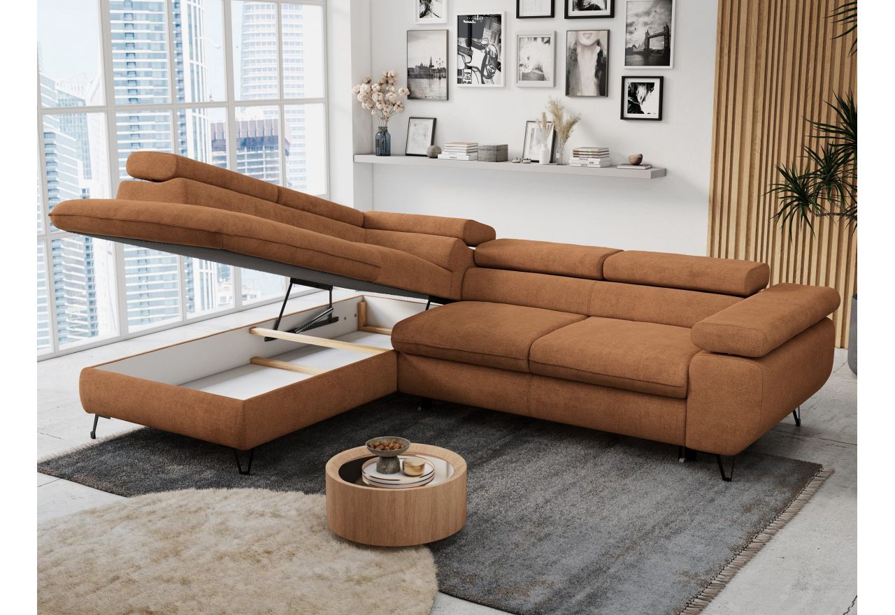 Narożnik PETER L - strona lewa - pomarańczowy, struktura