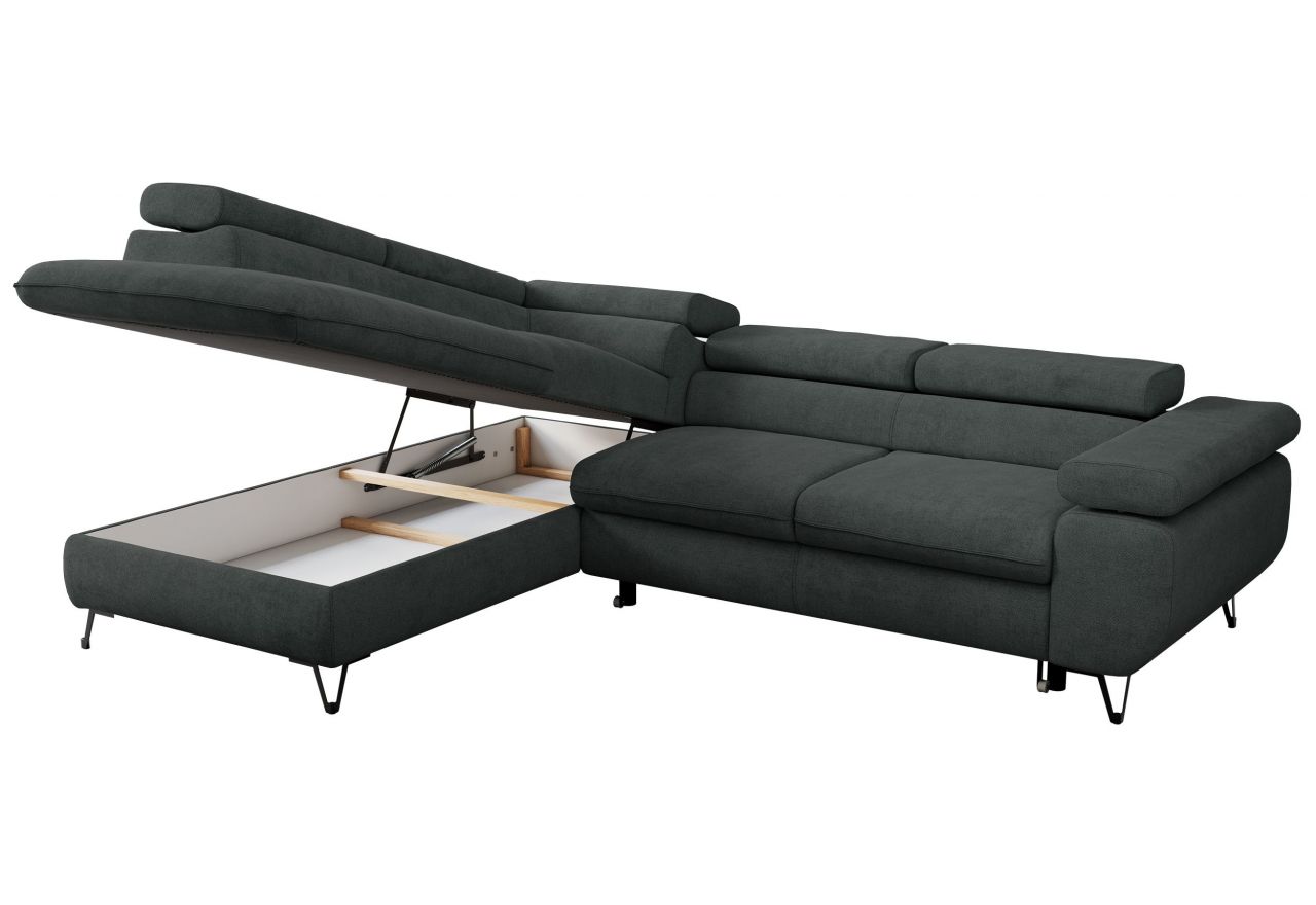 Narożnik PETER L - strona lewa - ciemnoszary, struktura