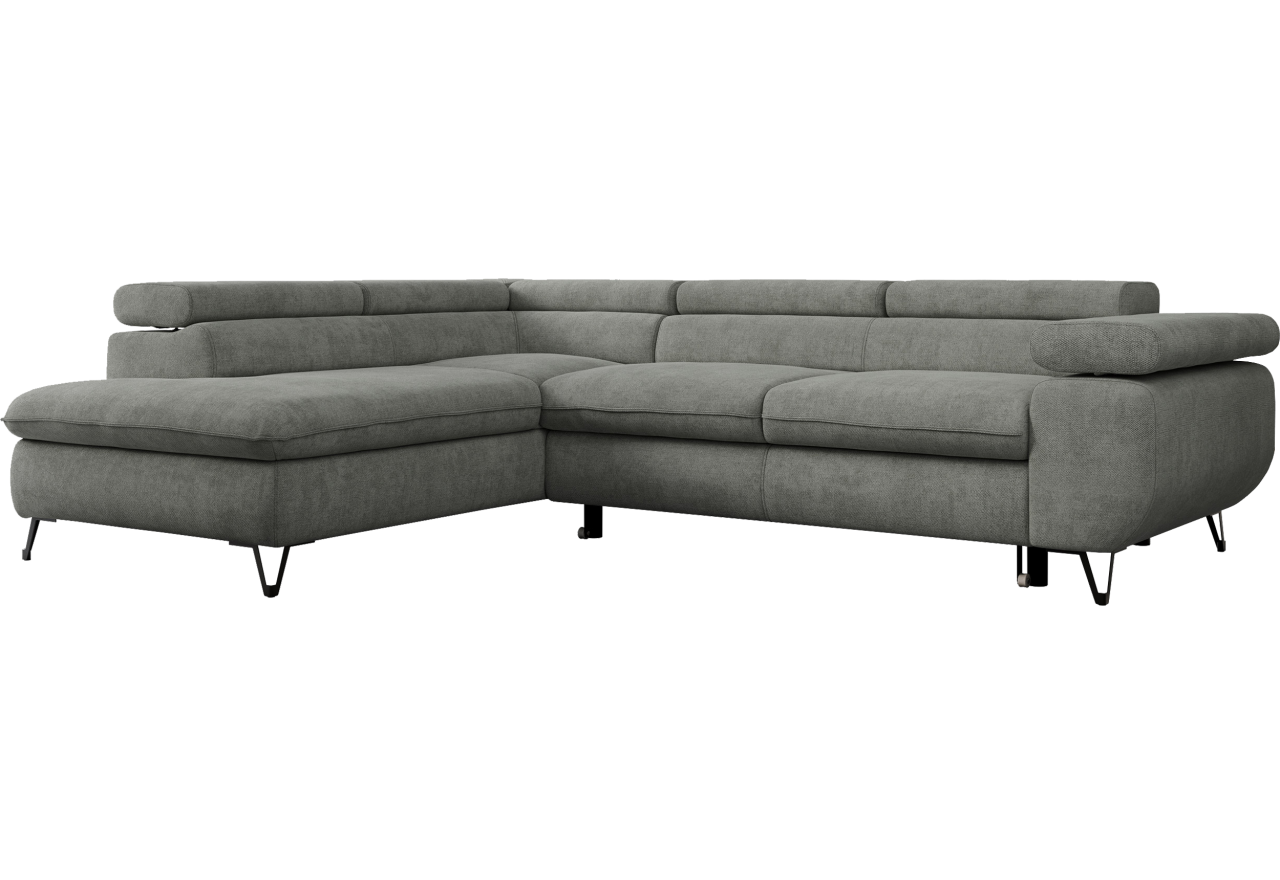 Narożnik PETER L - strona lewa - szary, struktura