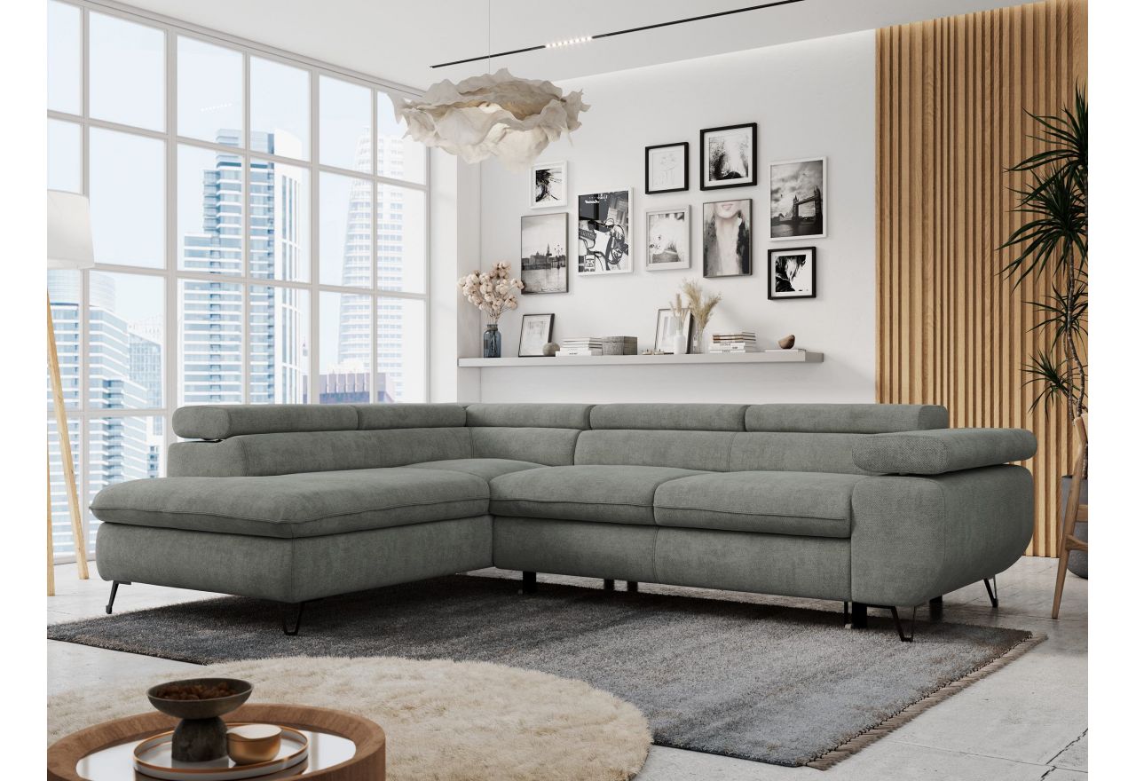 Narożnik PETER L - strona lewa - szary, struktura