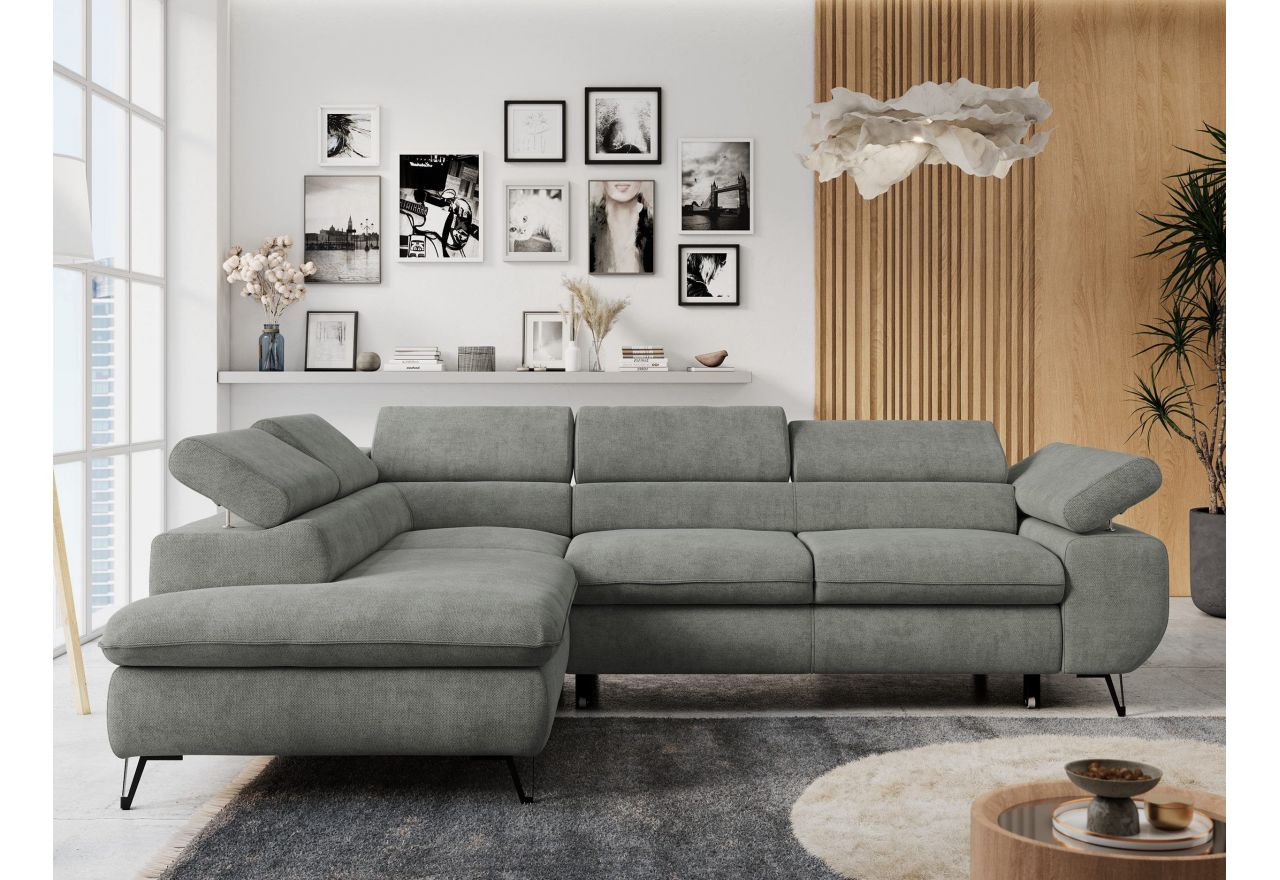 Narożnik PETER L - strona lewa - szary, struktura