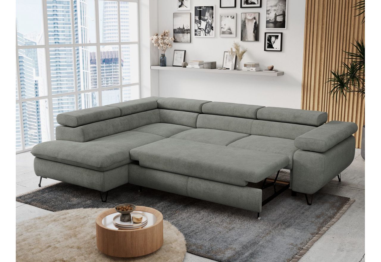 Narożnik PETER L - strona lewa - szary, struktura