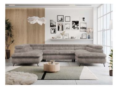 Narożnik PETER U - uniwersalny - jasnobrązowy, sztruks