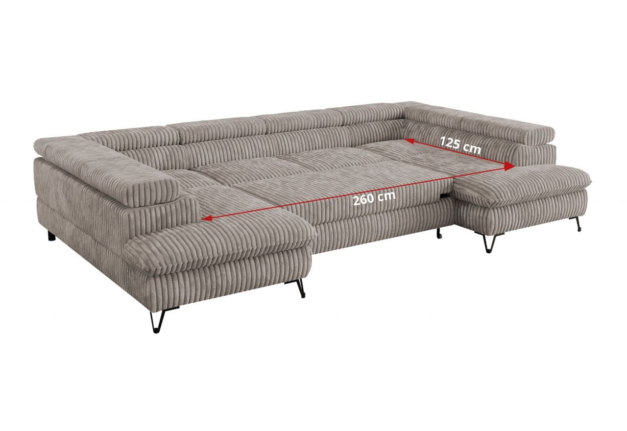 Narożnik PETER U - uniwersalny - jasnobrązowy, sztruks