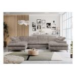 Narożnik PETER U - uniwersalny - jasnobrązowy, sztruks