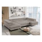 Narożnik PETER U - uniwersalny - jasnobrązowy, sztruks