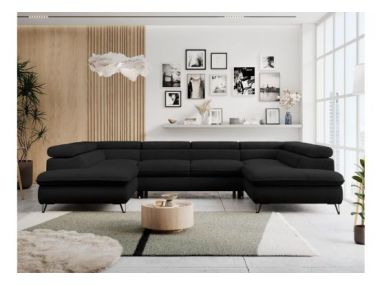 Narożnik PETER U - uniwersalny - czarny, boucle