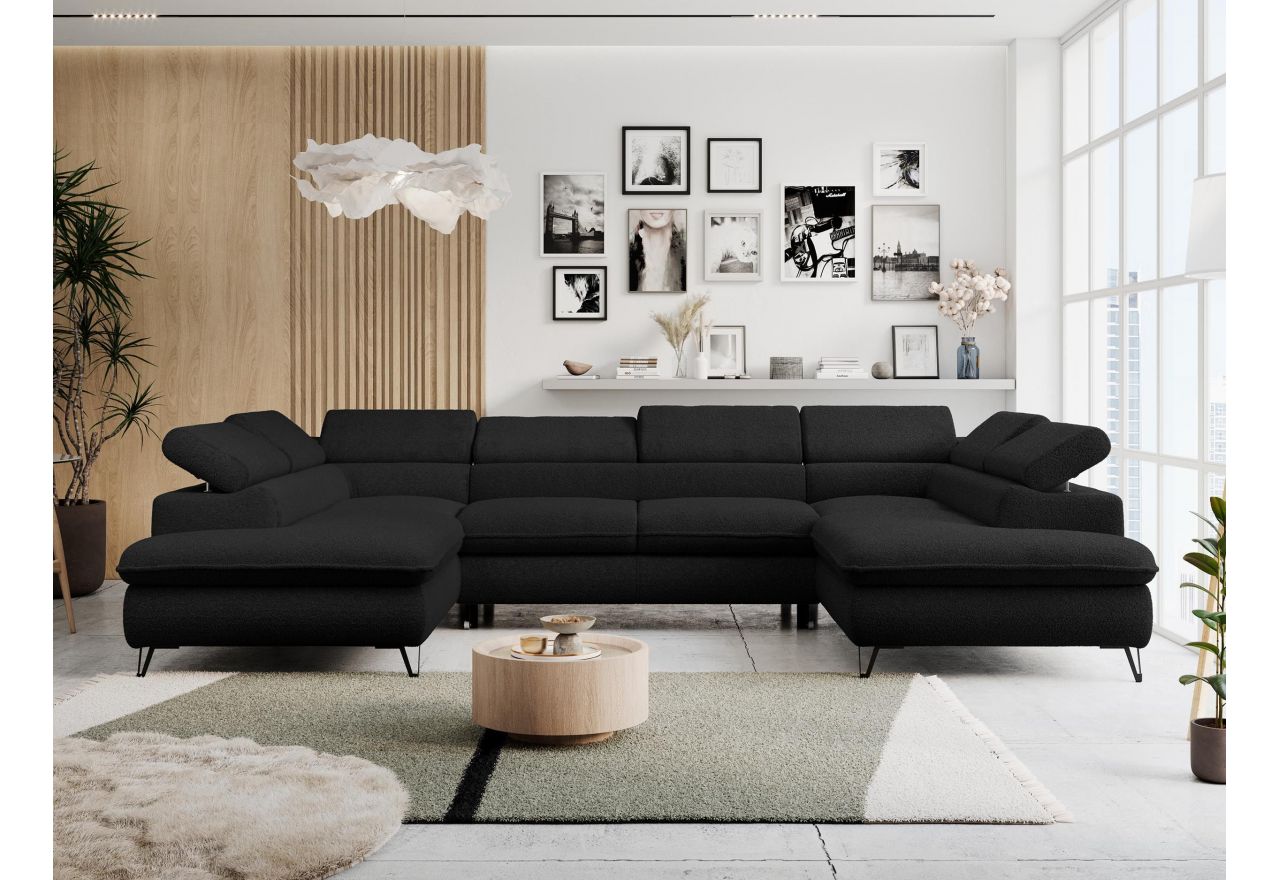 Narożnik PETER U - uniwersalny - czarny, boucle