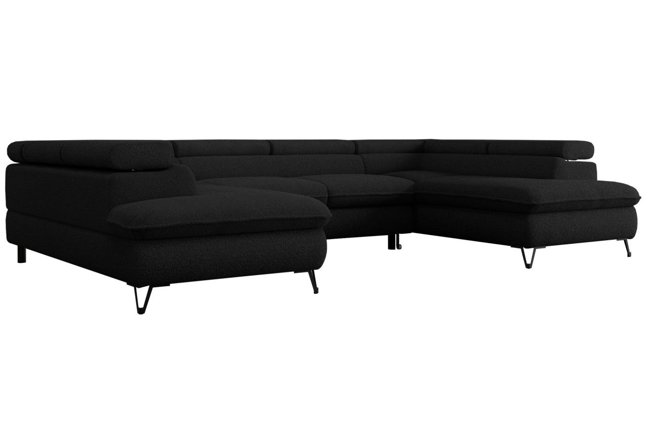 Narożnik PETER U - uniwersalny - czarny, boucle