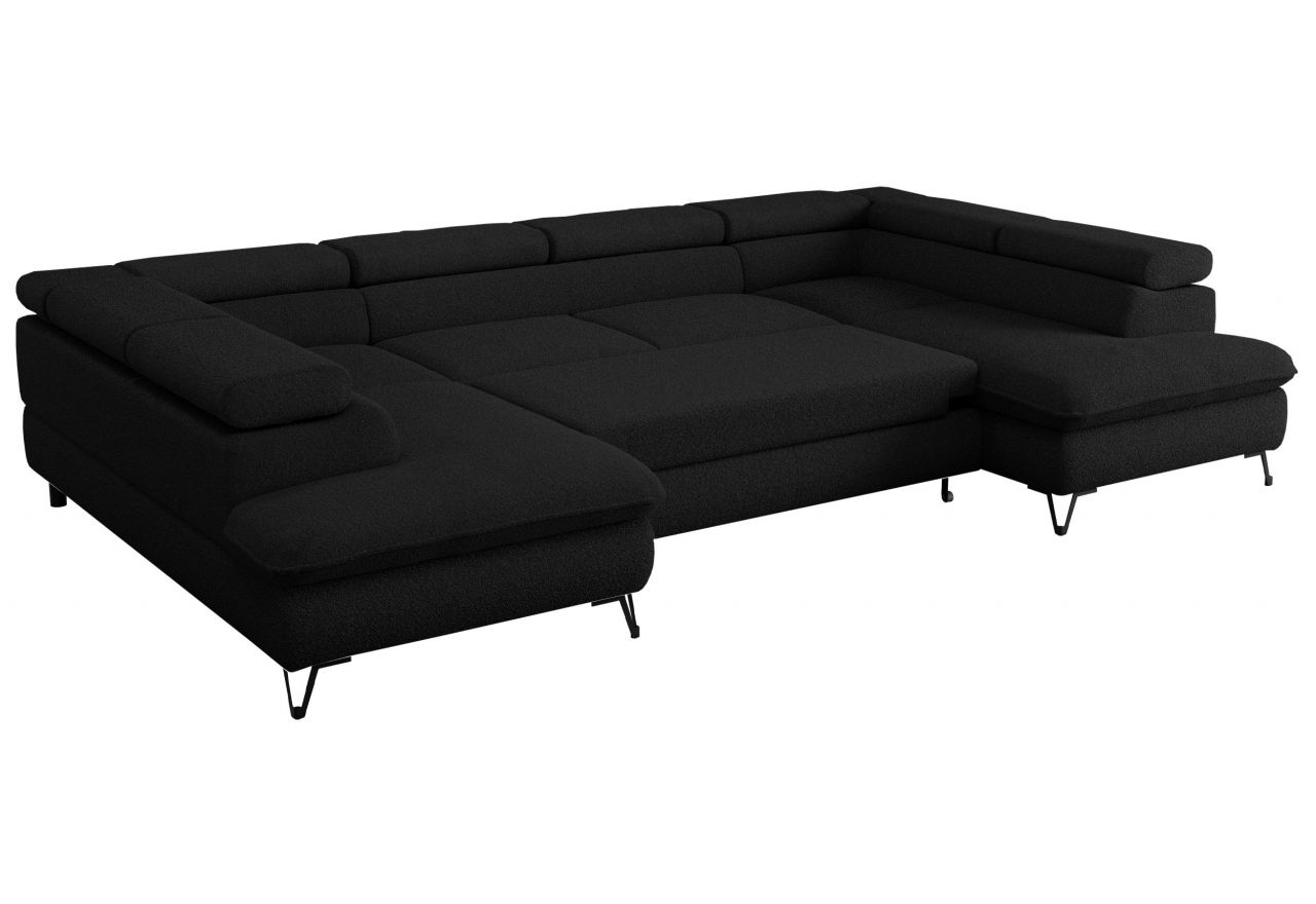 Narożnik PETER U - uniwersalny - czarny, boucle