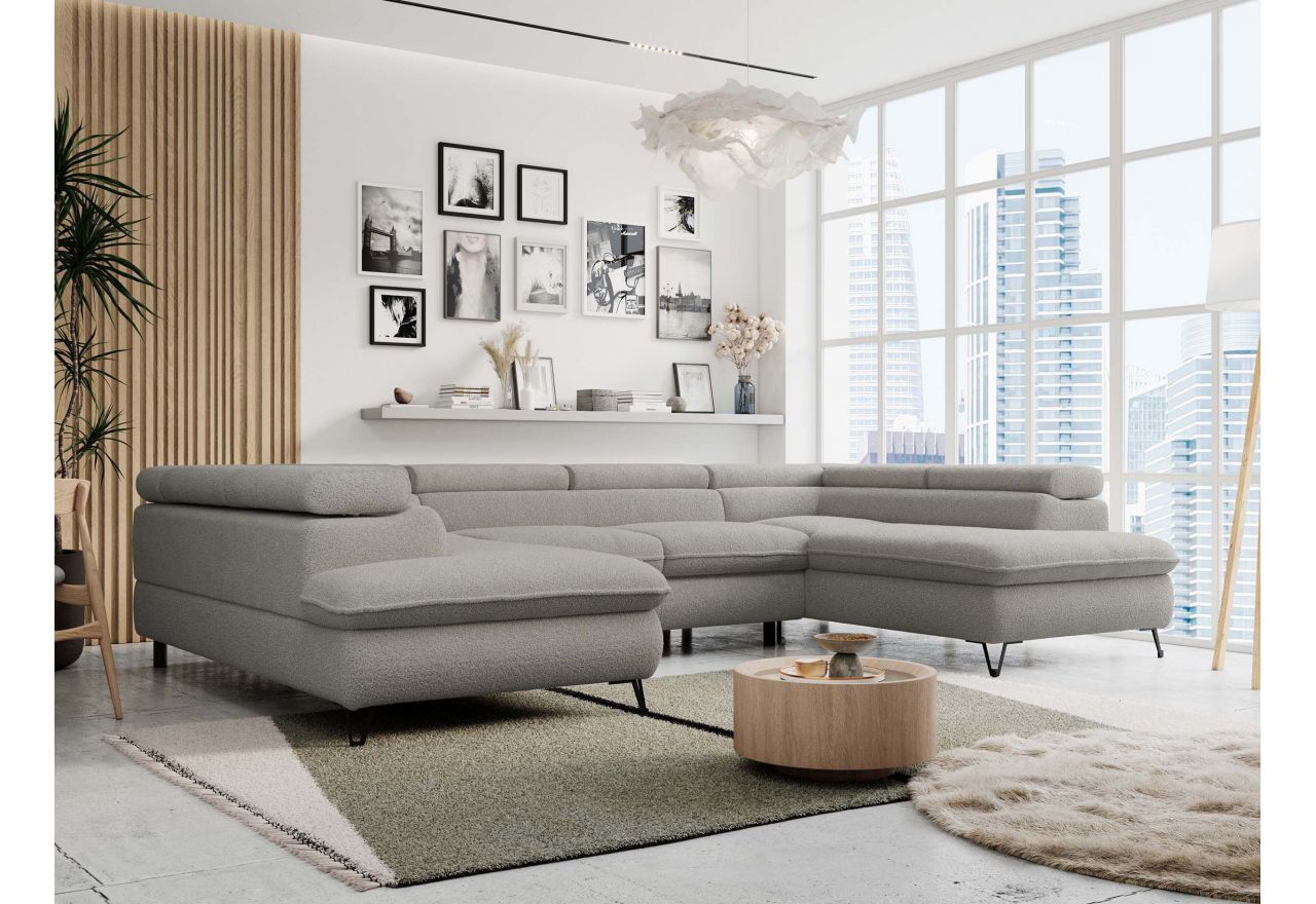 Narożnik PETER U - uniwersalny - jasnoszary, boucle