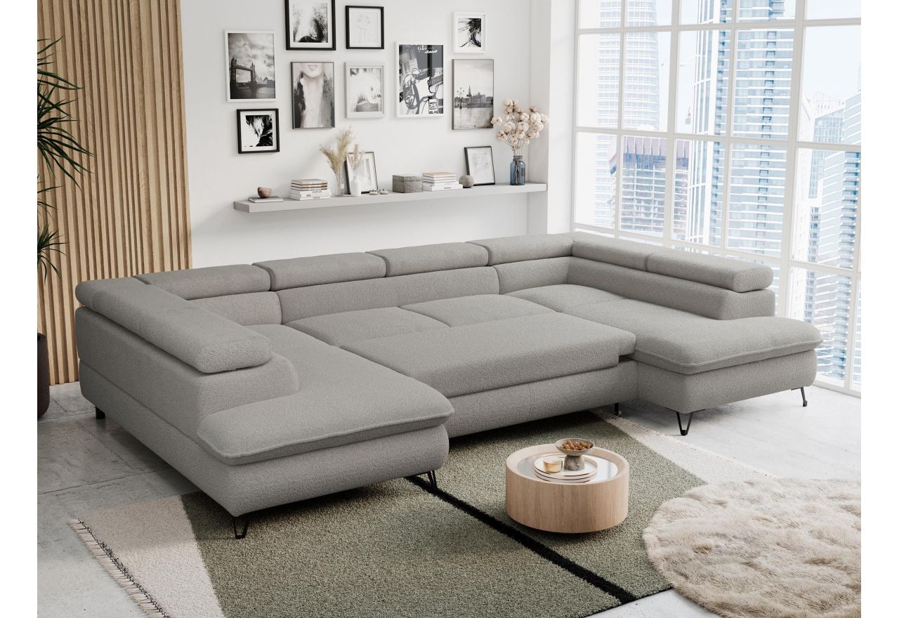 Narożnik PETER U - uniwersalny - jasnoszary, boucle