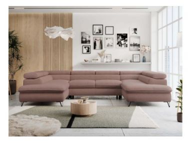 Narożnik PETER U - uniwersalny - różowy, boucle