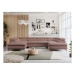 Narożnik PETER U - uniwersalny - różowy, boucle