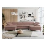 Narożnik PETER U - uniwersalny - różowy, boucle