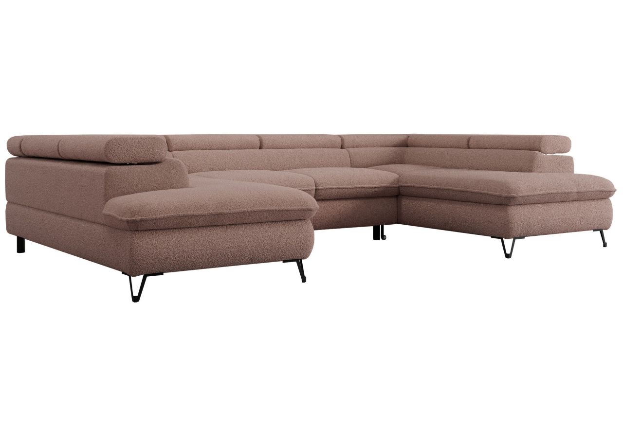 Narożnik PETER U - uniwersalny - różowy, boucle