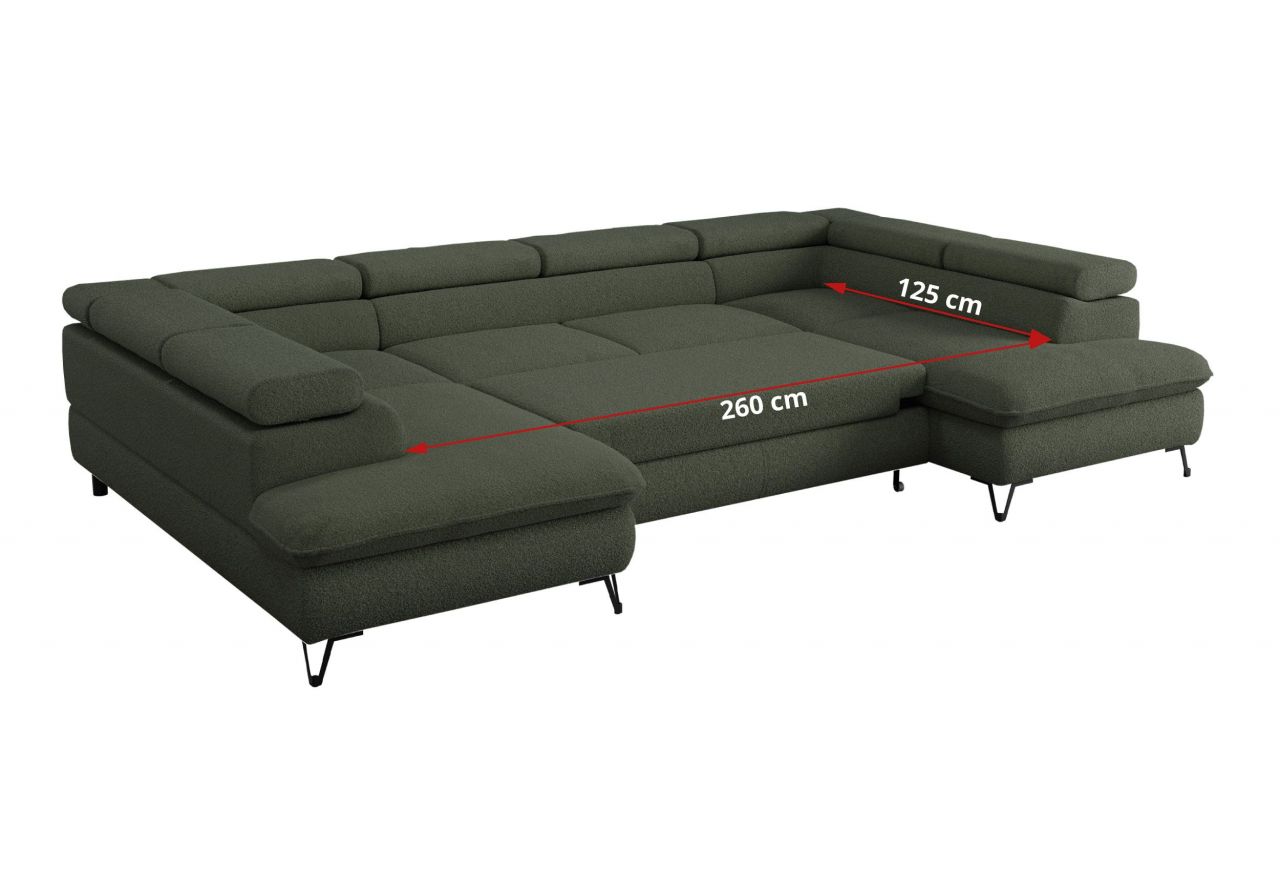 Narożnik PETER U - uniwersalny - ciemnozielony, boucle