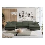 Narożnik PETER U - uniwersalny - ciemnozielony, boucle