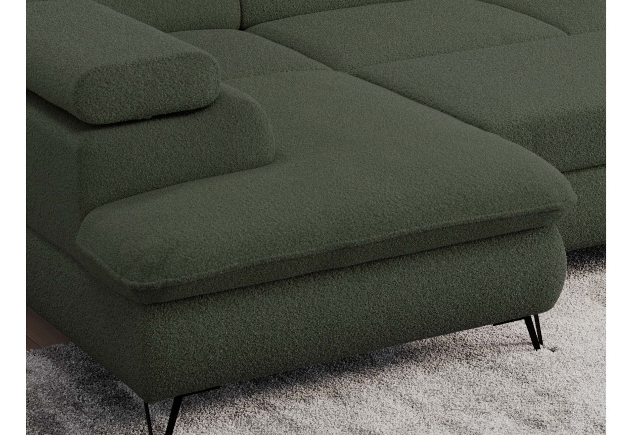 Narożnik PETER U - uniwersalny - ciemnozielony, boucle