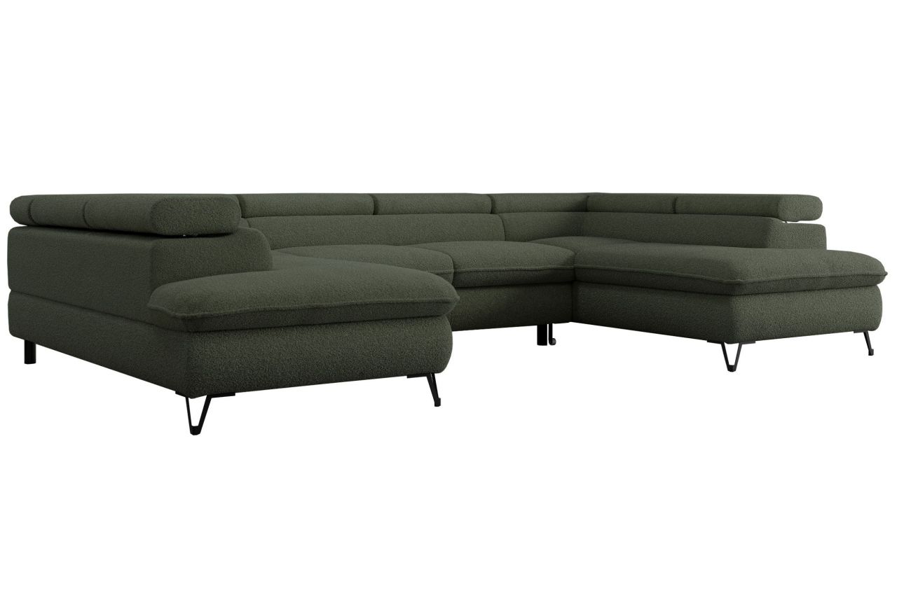 Narożnik PETER U - uniwersalny - ciemnozielony, boucle