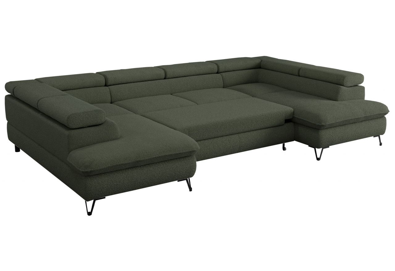 Narożnik PETER U - uniwersalny - ciemnozielony, boucle