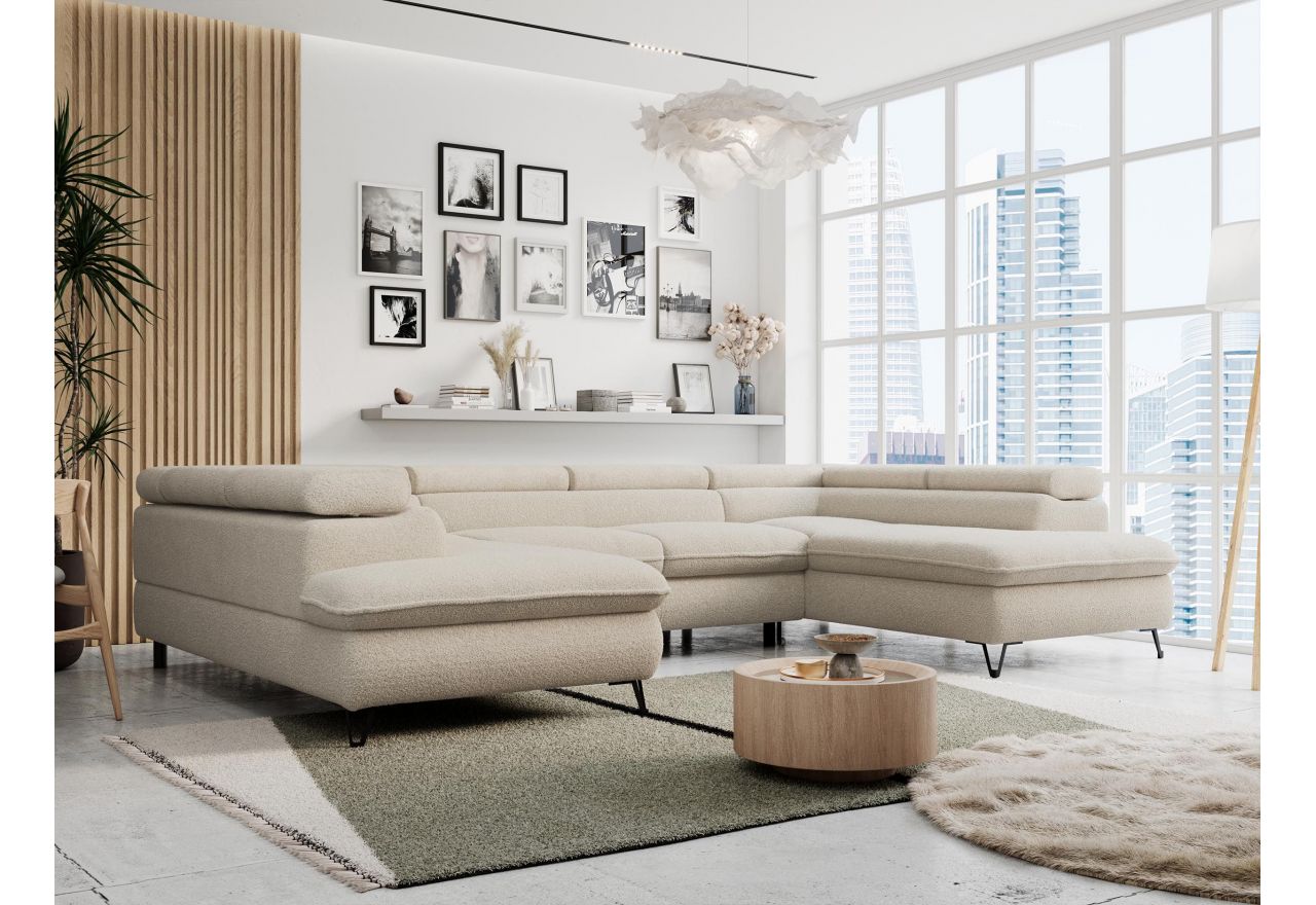 Narożnik PETER U - uniwersalny - beżowy, boucle