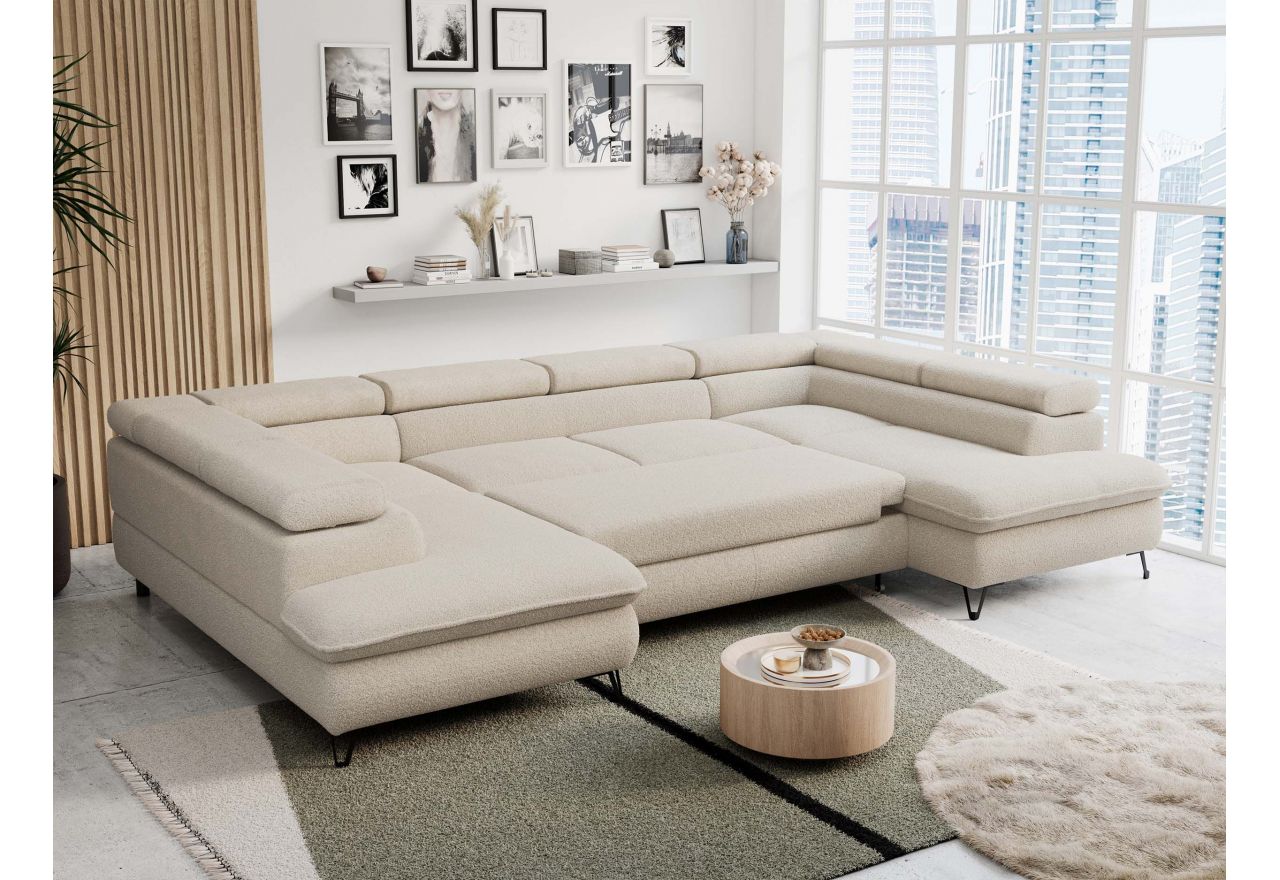 Narożnik PETER U - uniwersalny - beżowy, boucle