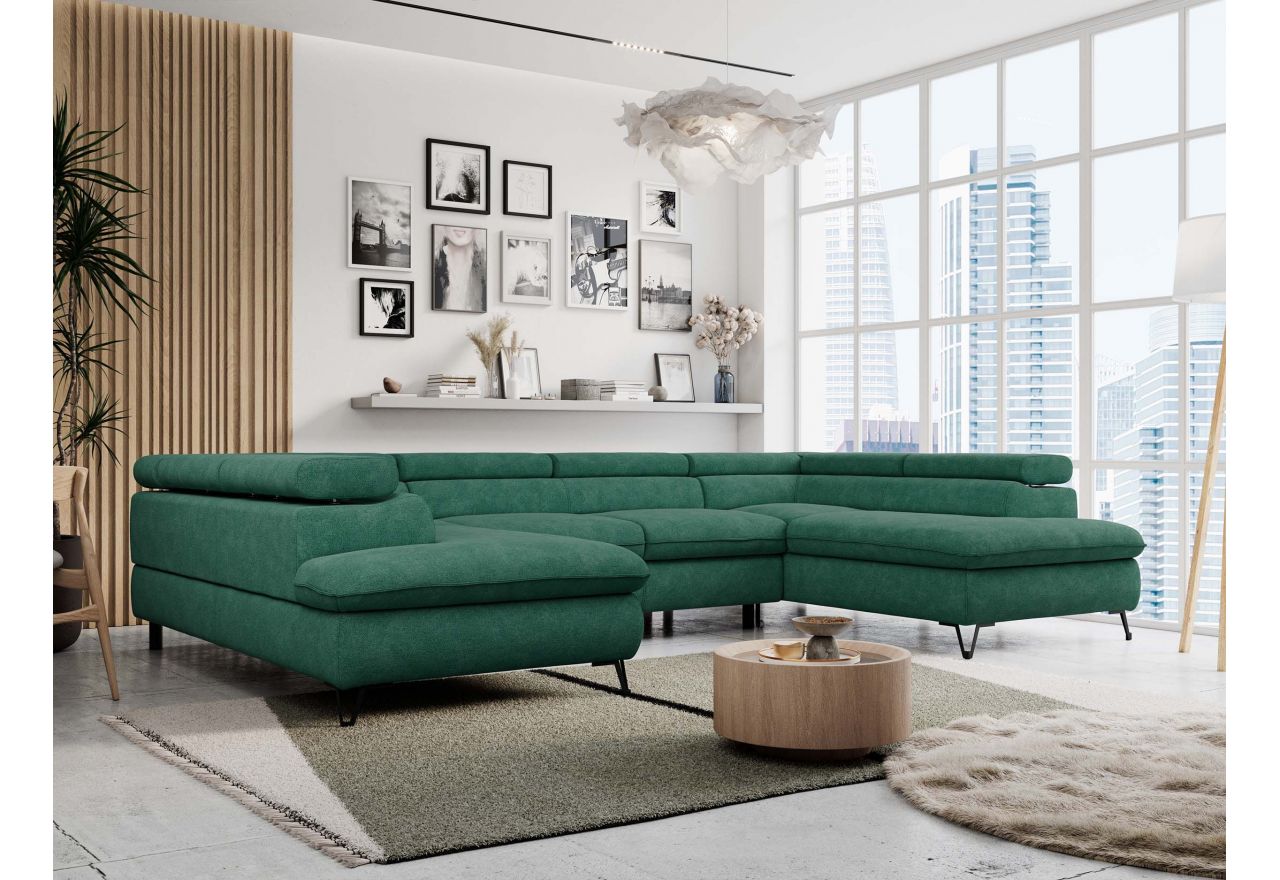 Narożnik PETER U - uniwersalny - ciemnozielony, struktura