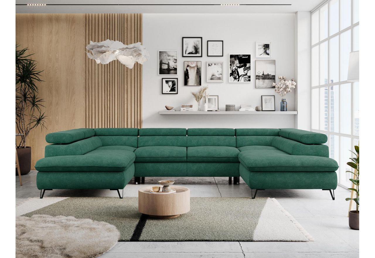 Narożnik PETER U - uniwersalny - ciemnozielony, struktura