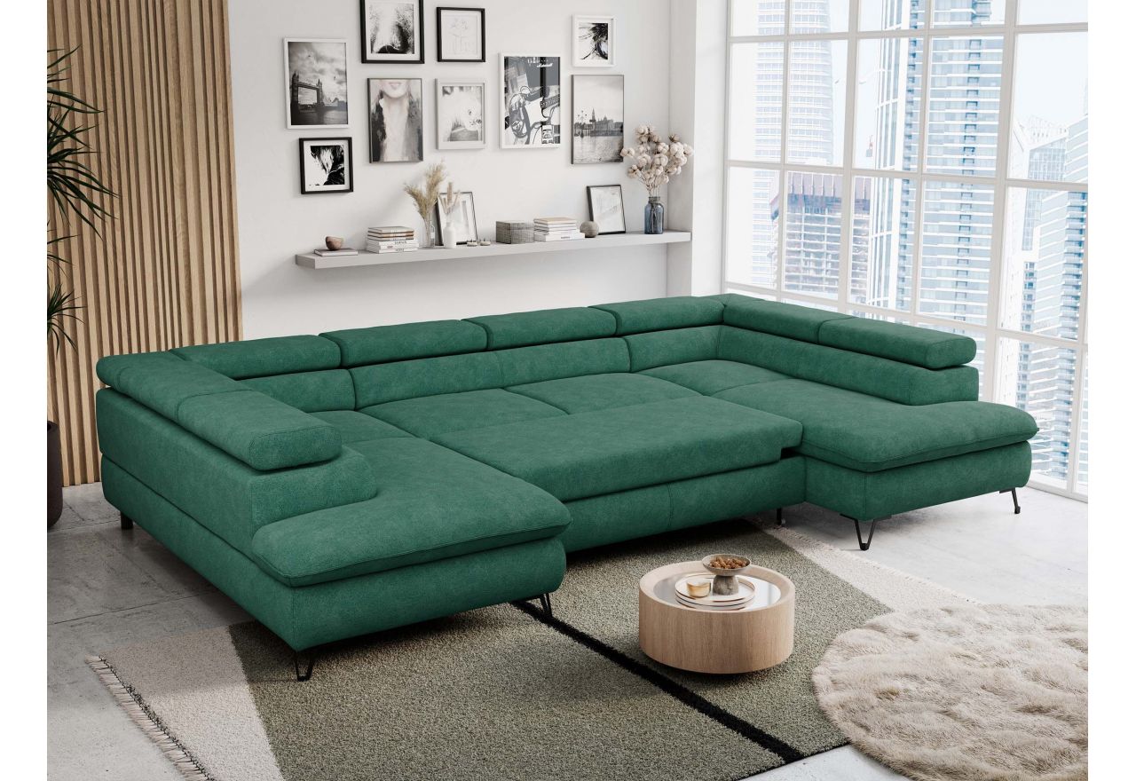 Narożnik PETER U - uniwersalny - ciemnozielony, struktura