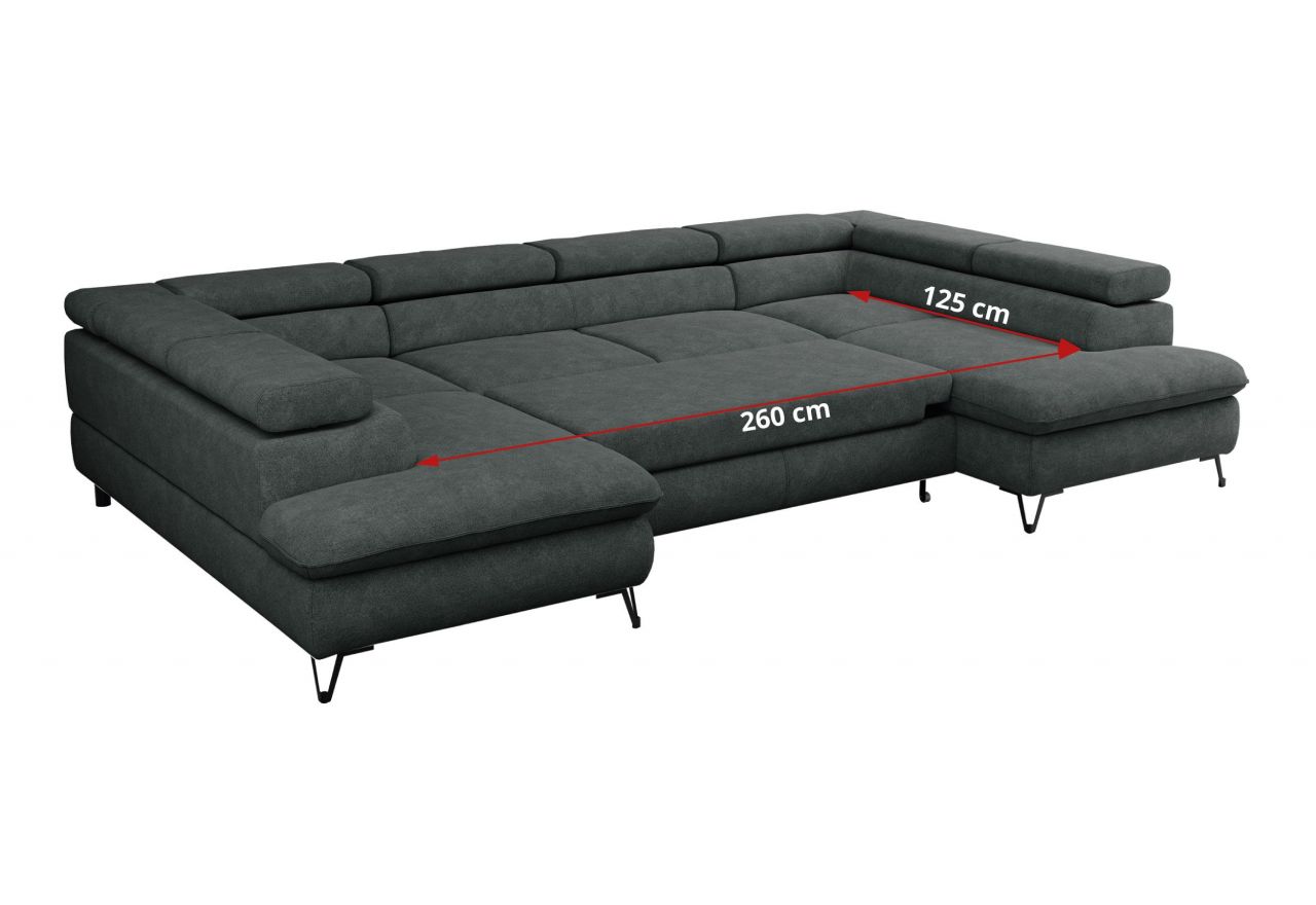 Narożnik PETER U - uniwersalny - ciemnoszary, struktura