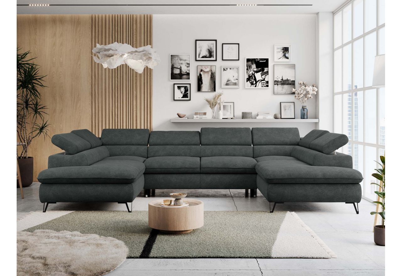 Narożnik PETER U - uniwersalny - ciemnoszary, struktura