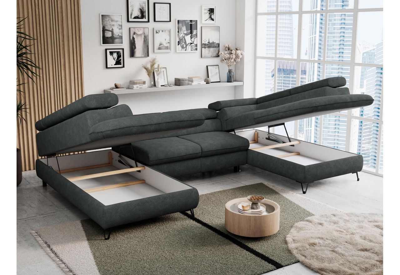 Narożnik PETER U - uniwersalny - ciemnoszary, struktura